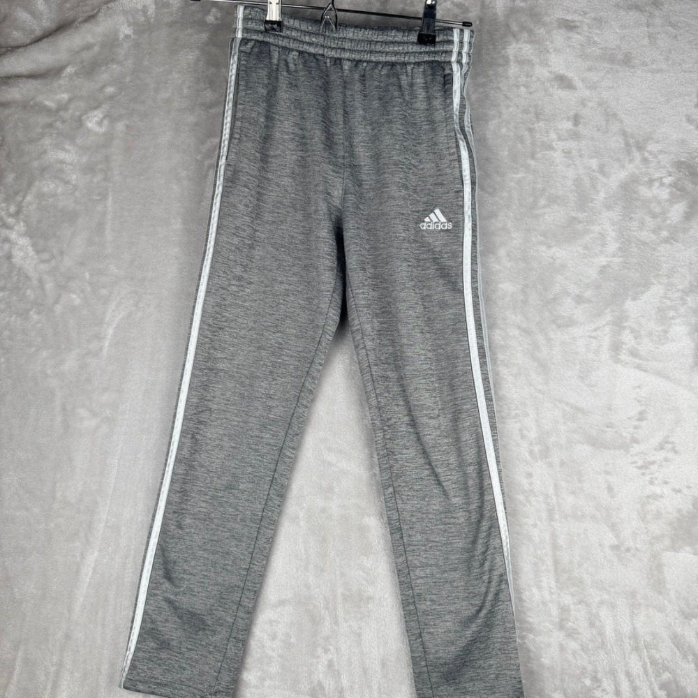 Kids Adidas Gray Track Pants Joggers Athletic Tapered Leg Size M
